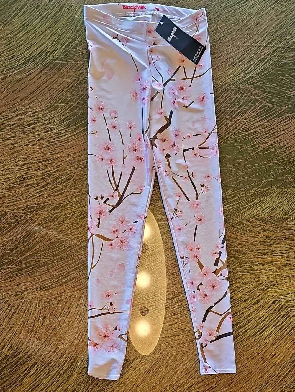 NWT BlackMilk Pink Cherry Blossom Leggings Size Medium, Super Cute!